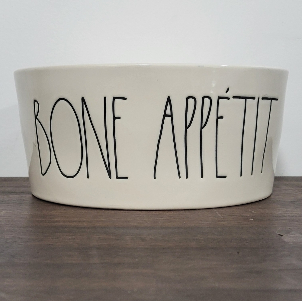 Rae Dunn Cream 'Bone Appétit' Ceramic Dog Bowl